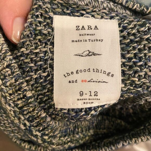 Zara Sweater Baby 9-12 Months Christmas Tree Cozy Blue Cream Terry Appliqué - Picture 2 of 12